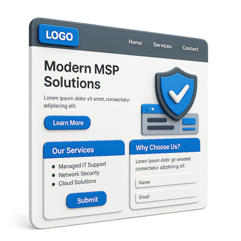 Modern MSP website homepage mockup