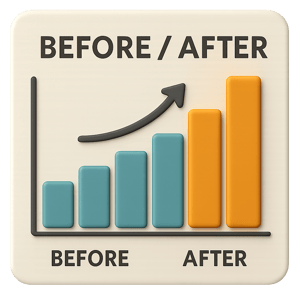 Before and after team alignment results graph