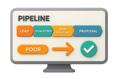 Custom MSP deal stage pipeline visualization