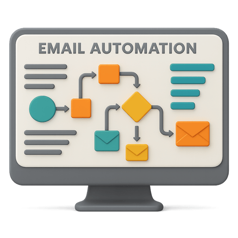 Email automation dashboard (HubSpot or workflow visualization)