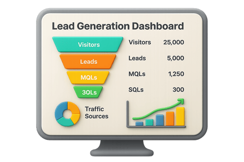 Lead generation dashboard  funnel metrics